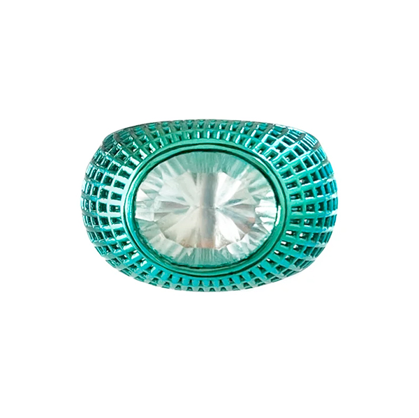 Lynne Maclachlan green ceramic green quartz ring