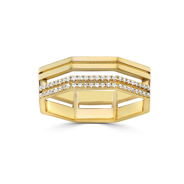 Mansi Parallel Honeycomb diamond ring