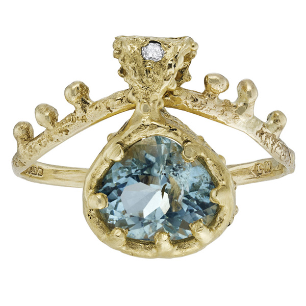 Momocreatura aquamarine Dew Drop Art ring