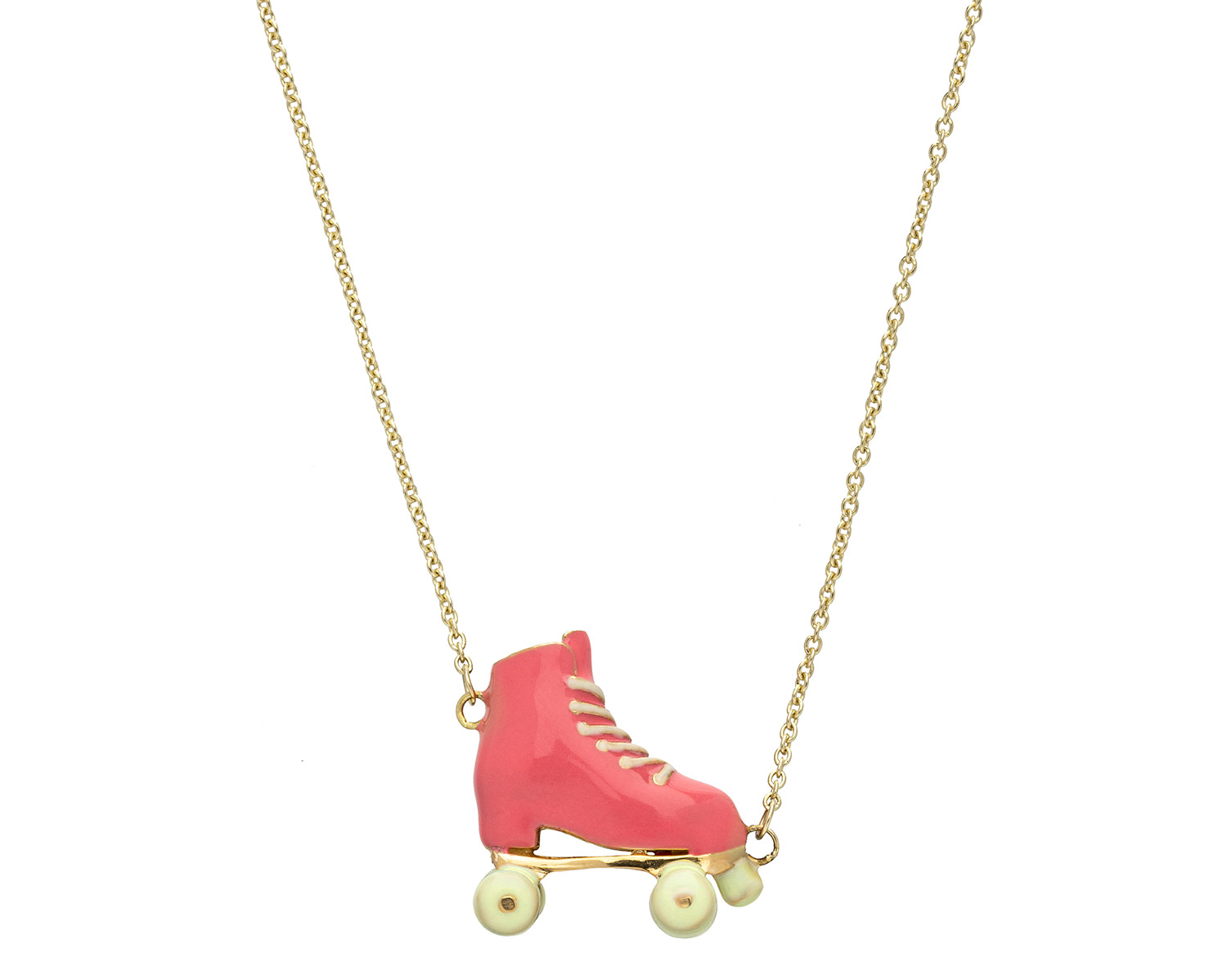 Aliita Collana roller skate pendant pink enamel