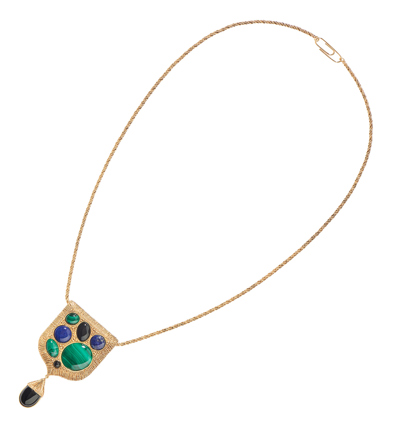 Aurelie Bidermann malachite lapis onyx necklace brooch