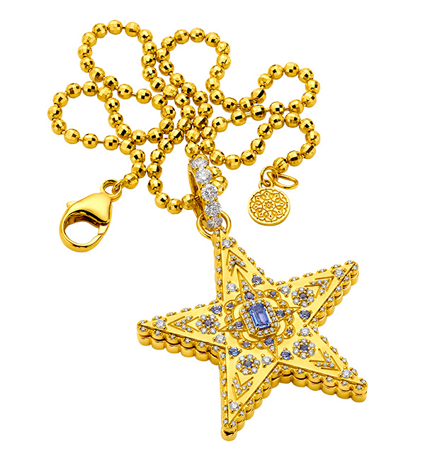 Buddha Mama star locked pendant with tanzanite and diamonds