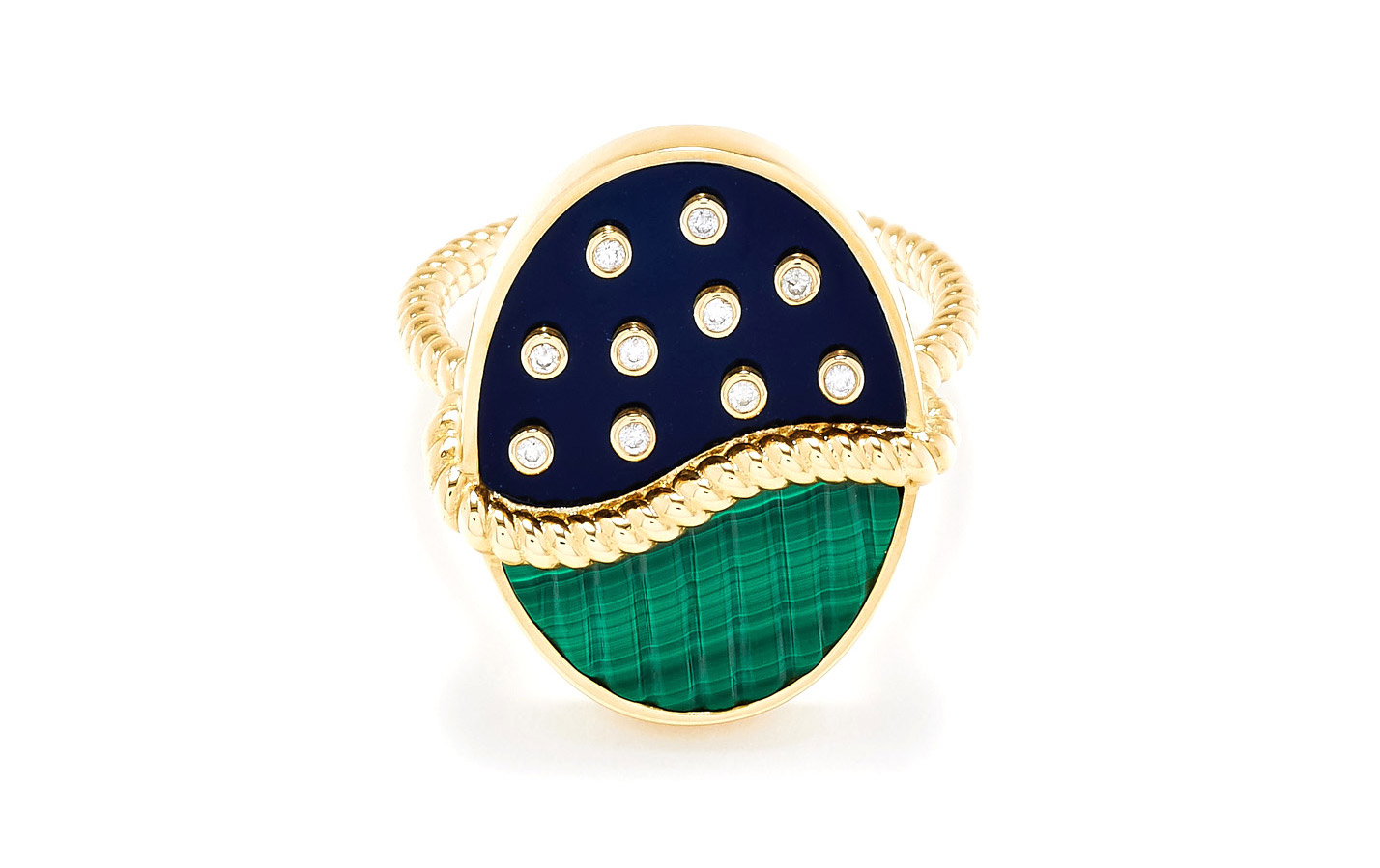 Yvonne Leon Bague la Nuit malachite onyx ring