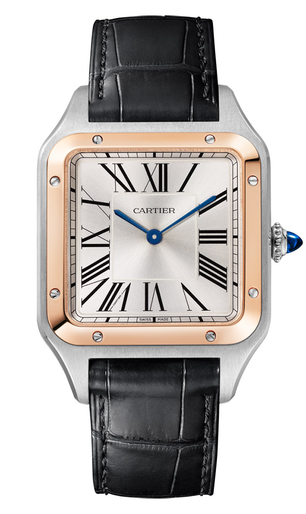 Cartier large Santos Dumont watch rose gold leather