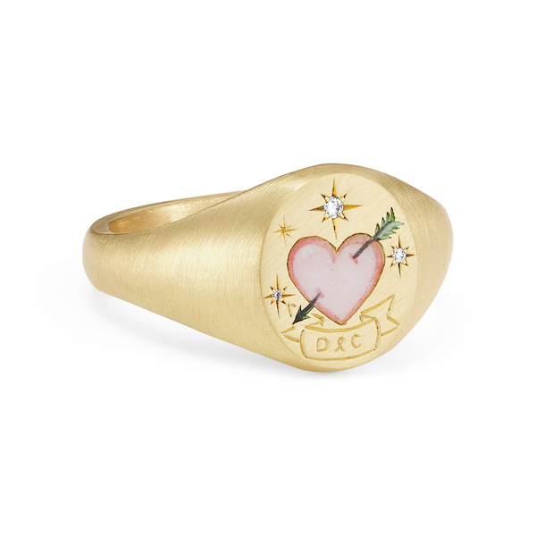 Cece Jewellery enamel heart signet ring