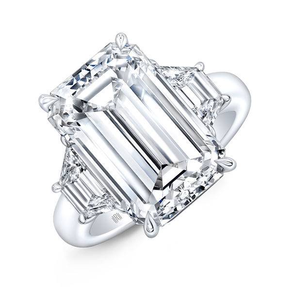 Rahaminov emerald diamond three stone ring