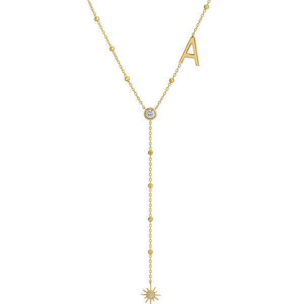 Azra Mehdi lariat initial necklace