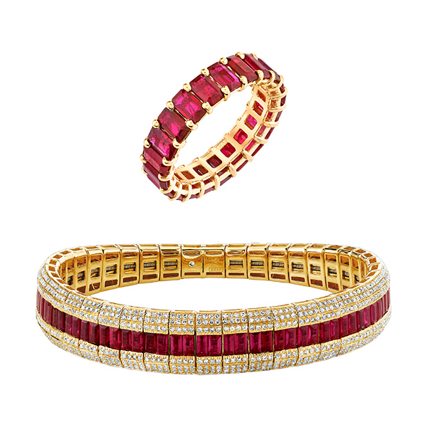 Shay ruby stretch bracelet and eternity band