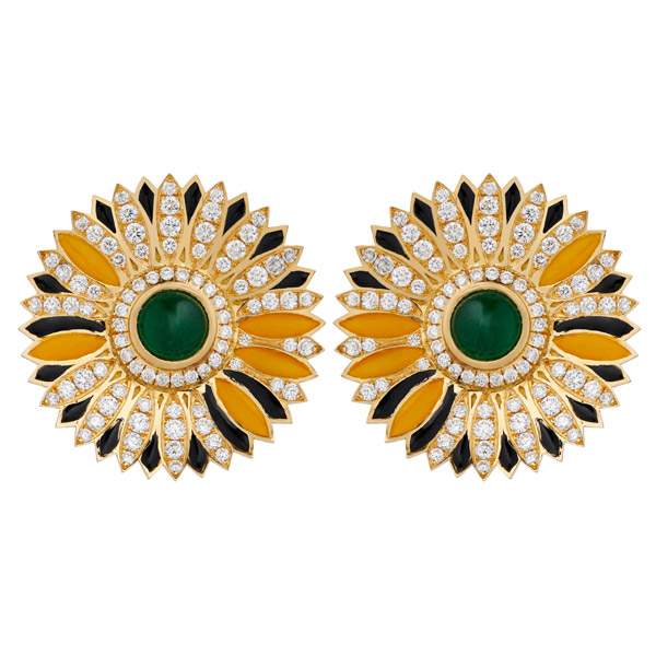 Basak Bayal emerald Daisy earrings