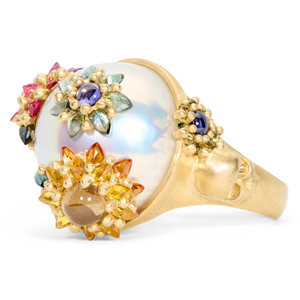 Polly Wales Blossom crush pearl ring