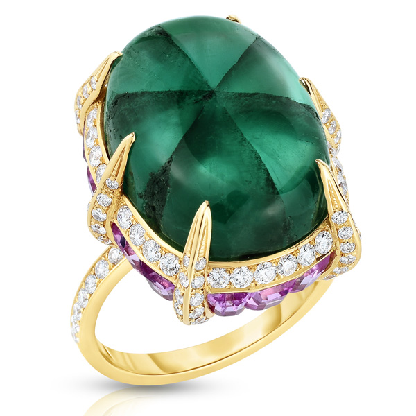 Cicada trapiche emerald ring
