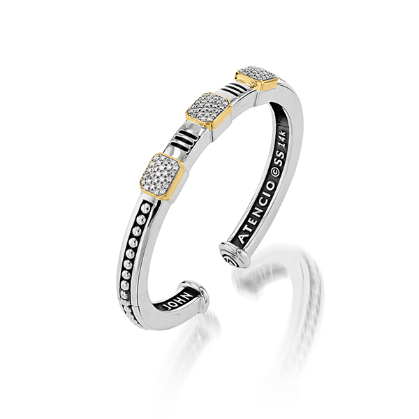 JOHN ATENCIO SAHARA-PAVE-DIAMOND-STACK-CUFF BRACELET