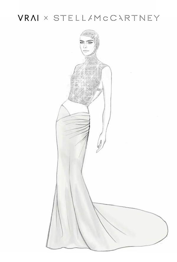Vrai x Stella McCartney 2024 met gala outfit sketch
