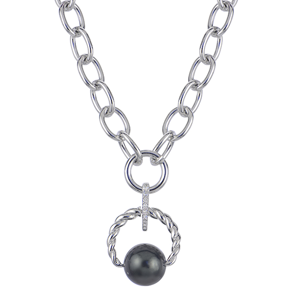 Imperial Silver black pearl necklace