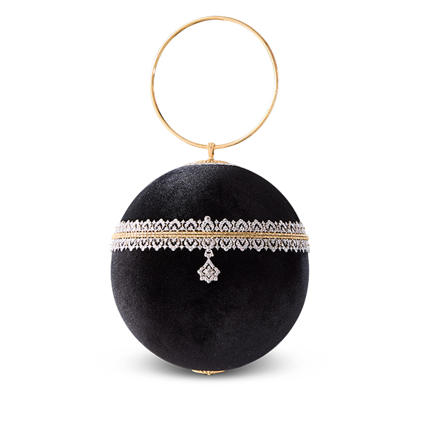 Spherical black velvet Evening bag
