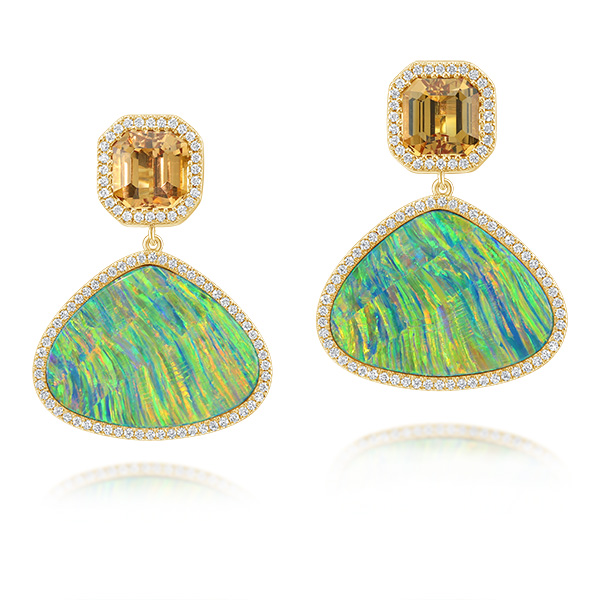 Parle opal doublet imperial topaz earrings