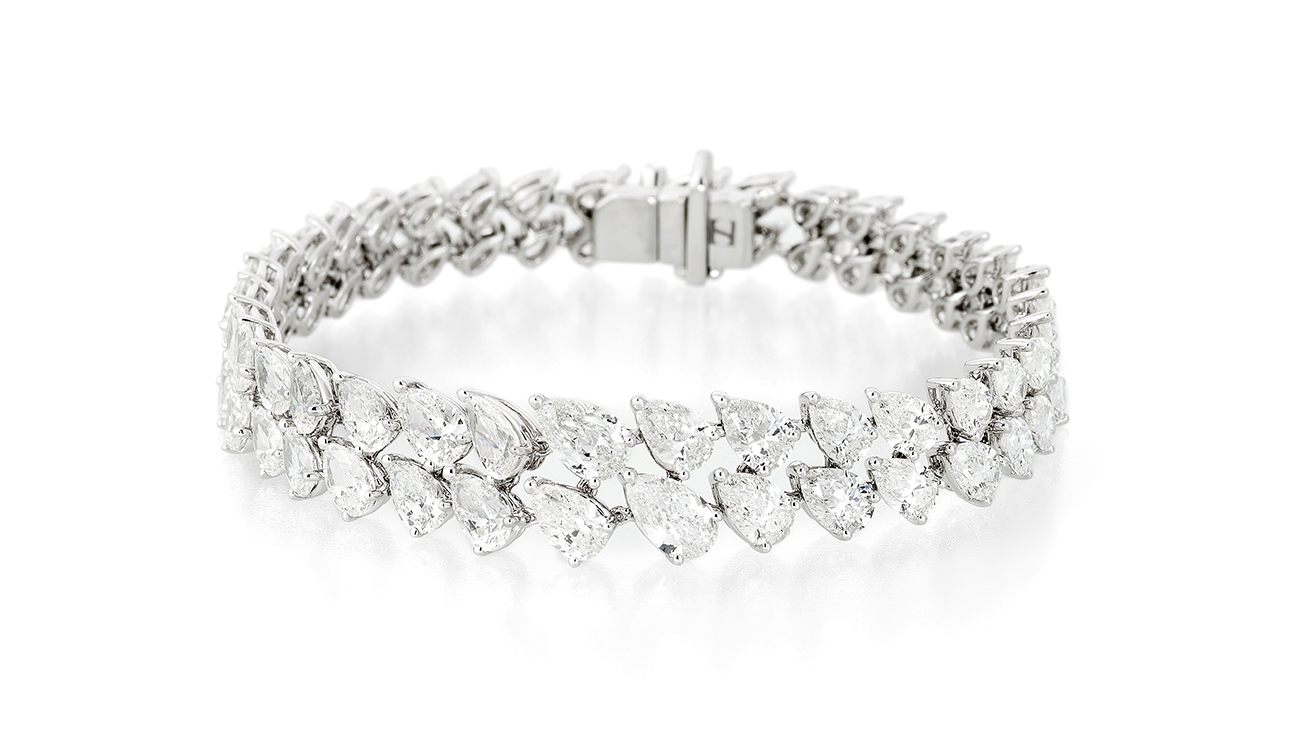 Samer Halimeh double row pear diamond tennis bracelet