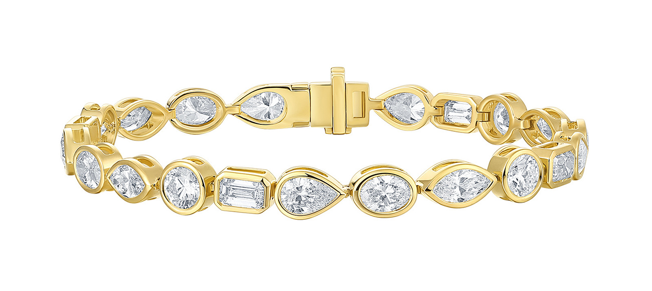 Smiling Rocks yellow gold lab grown diamond mixed cut bracelet