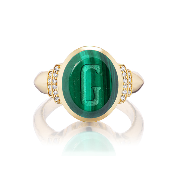 Sorellina Oval Malachite G Signet