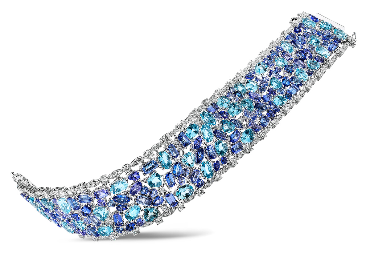 Best Bracelet Steven Royce Ocean symphony aquamarine tanzanite diamond cuff