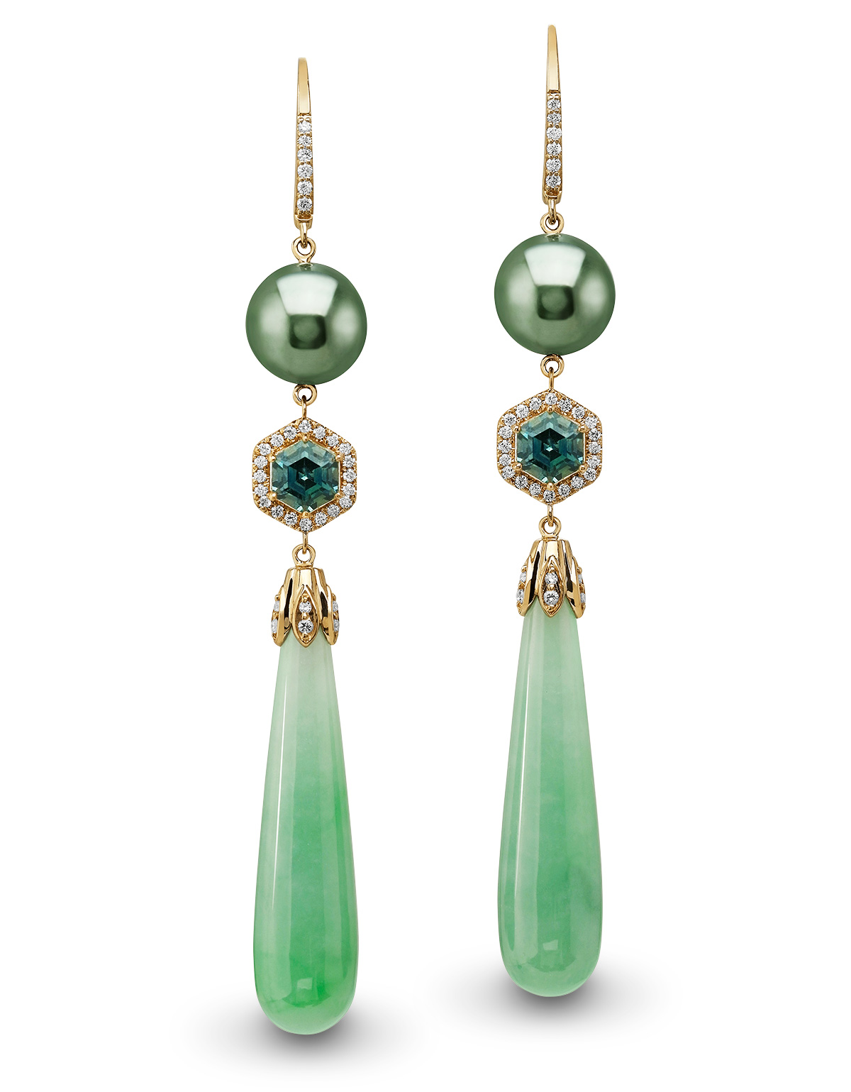 Best Earring Parle montana sapphire tahitian pearl green jade earrings