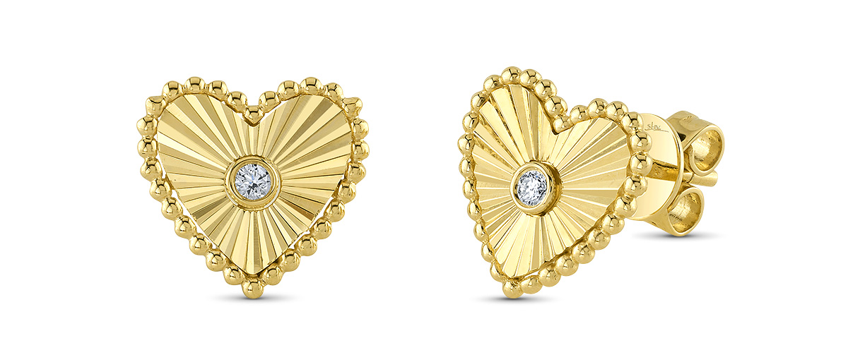 Best Price Point Shy faceted gold bead heart diamond earringsBest Price Point Shy faceted gold bead heart diamond earrings