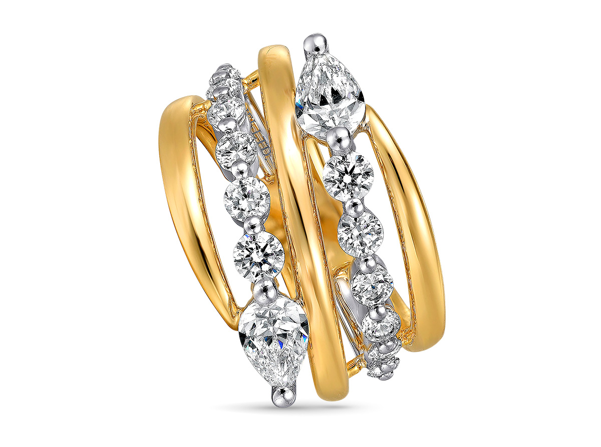 Best Ring Gabriel yellow white gold diamond bypass ring