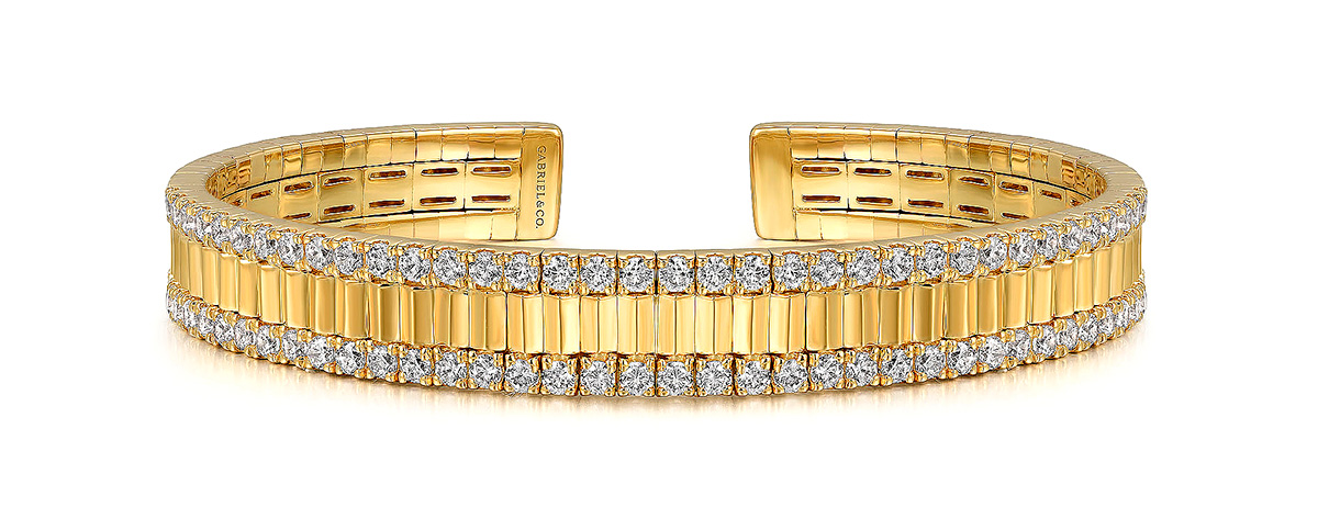 Best Statement Piece Gabriel diamond cut gold bangle with diamonds