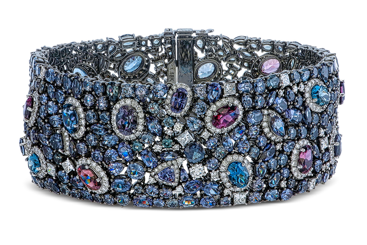 Best Statement Piece Yael garnet gray blue pink spinel and diamond cuff