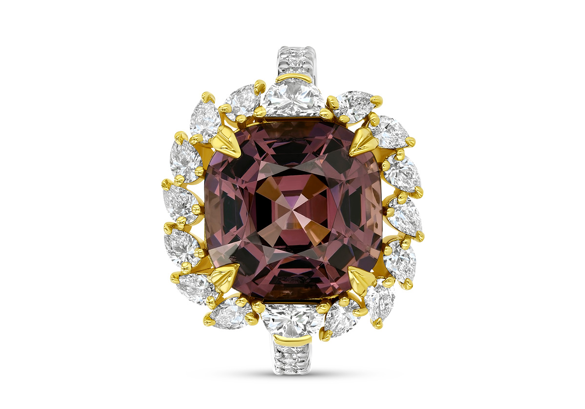 Best Wedding AG Gems mauve dream cushion burmese mauve spinel white diamond ring