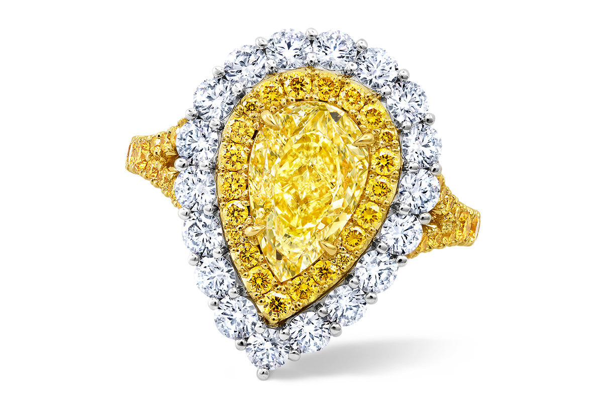 Colored Diamond Jewelry Pompos yellow and white diamond ring