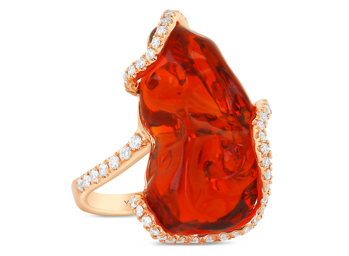 Colored Stone Jewelry Yael freeform fire opal ring