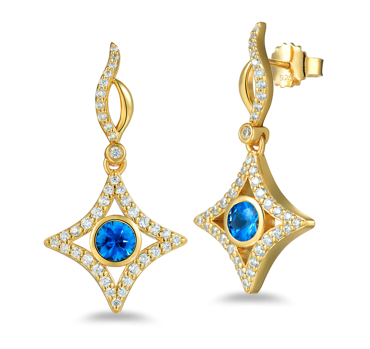 Gold Jewelry Alamea sapphire diamond gold earrings
