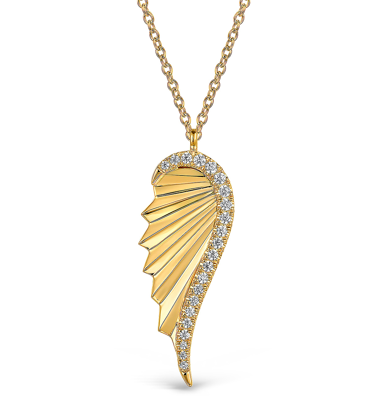 Gold Jewelry Gabriel diamond cut wing shape pendant