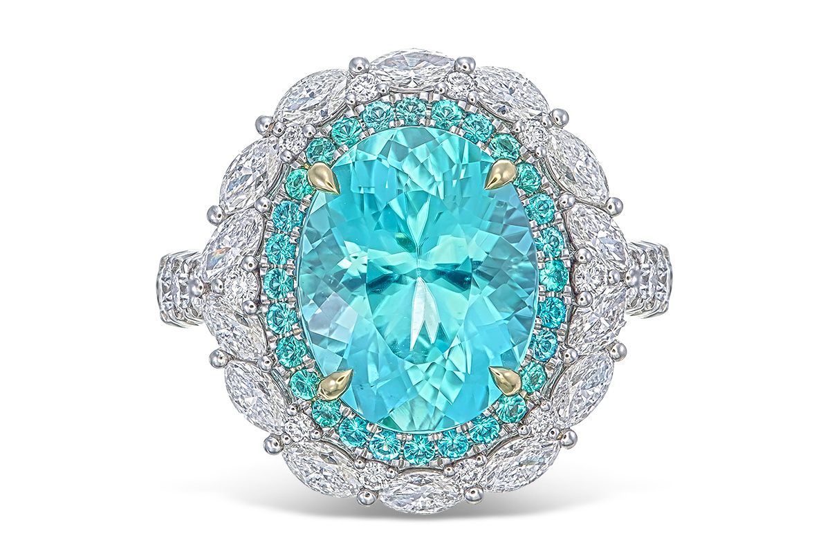 Platinum Jewelry Yael OOAK nigerian paraiba oval ring