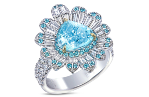 Platinum Jewelry Yael floral inspired paraiba ring