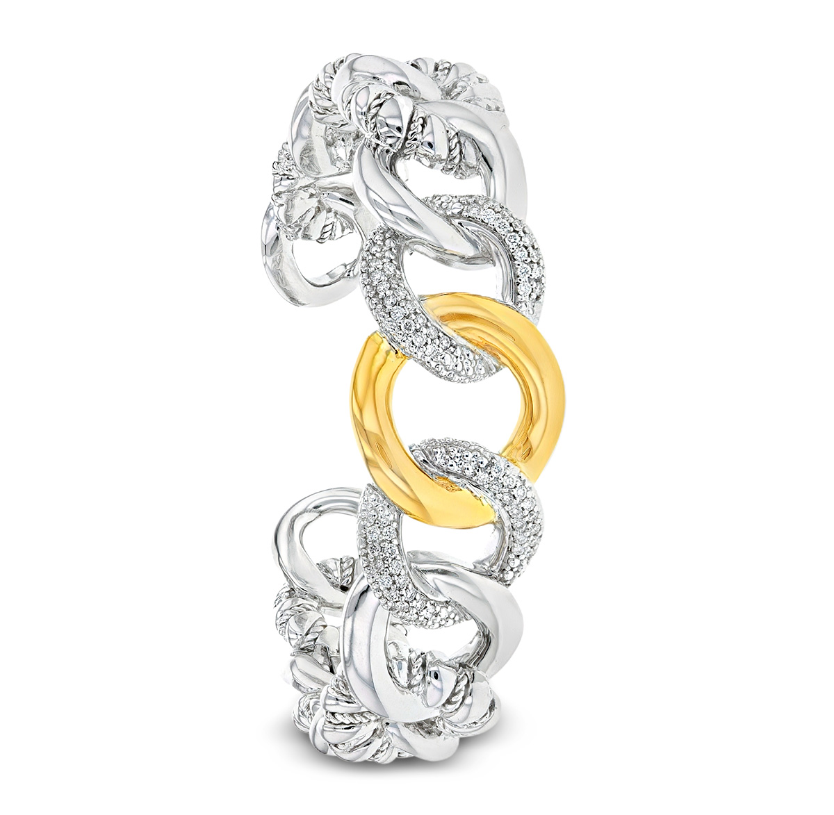 Silver Jewelry Piyaro by Aiya Designs hold and behold excellence silver and gold bracelet with diamonds