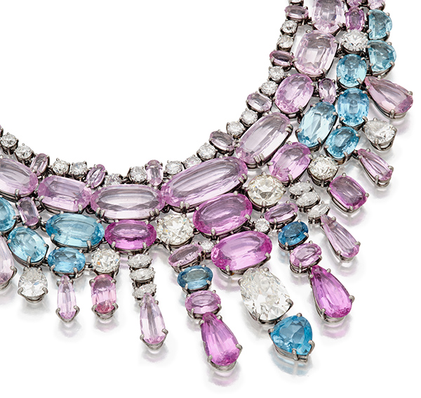Suzanne Belperron Topaz Morganite Aquamarine and Diamond Necklace