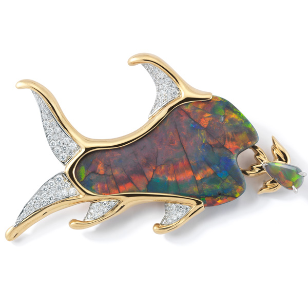Oscar Heyman opal fish brooch