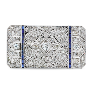 M.S. Rau Diamond and Sapphire Brooch