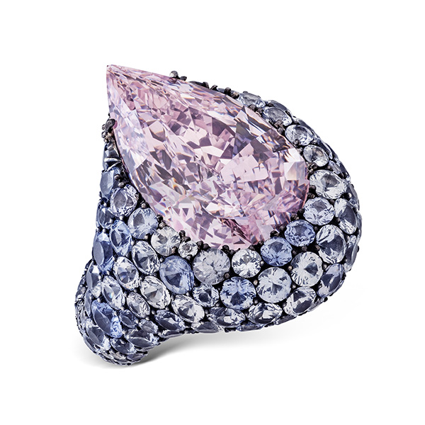 JAR fancy purplish pink diamond and sapphire ring