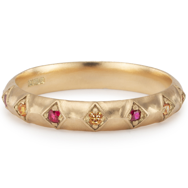 Romany Starrs Harlequin-Sapphire Ruby-Half-Eternity-Ring