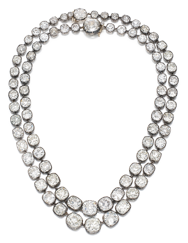 Sothebys high jewelry two old mine cut diamond necklaces