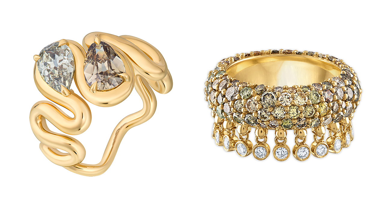 Vanessa Fernandez and Jade Ruzzo brown diamond rings