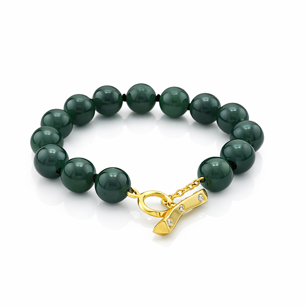 Gold and Smoke Guatemalan jade bracelet