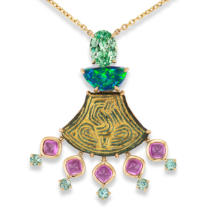 Rebecca Rau Green Flame necklace