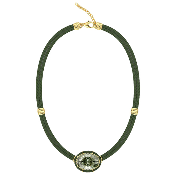 Courtney Leidy green amethyst cord pendant