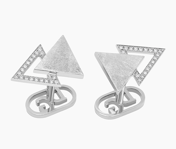 David Gotlib Partnered Triangle white gold diamond cufflinks David Gotlib Partnered Triangle white gold diamond cufflinks