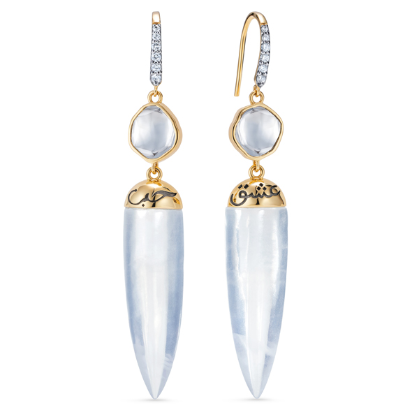 Noor Fares moon quartz earrings