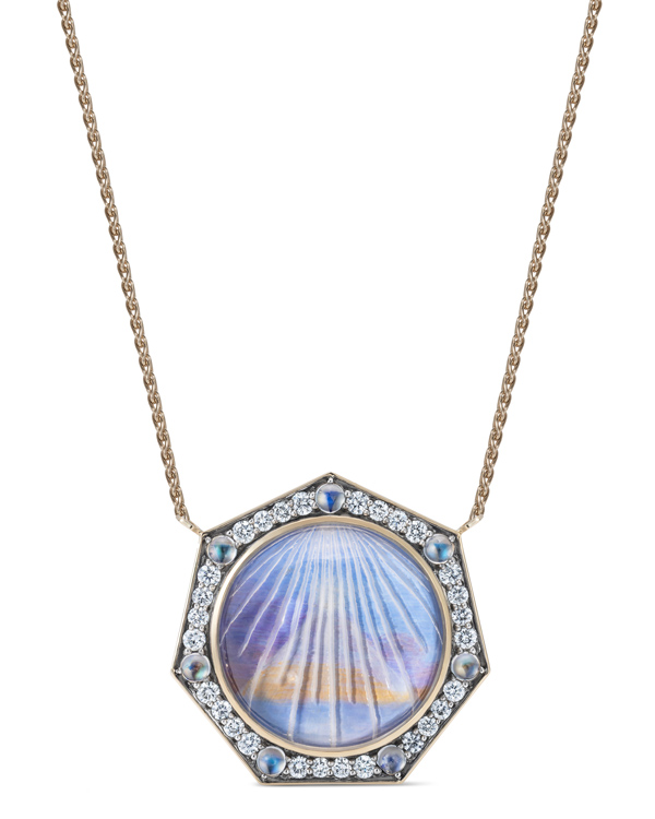 Noor Fares moonstone painting pendant